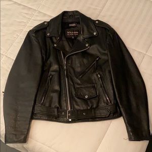 Genuine leather bomber jacket